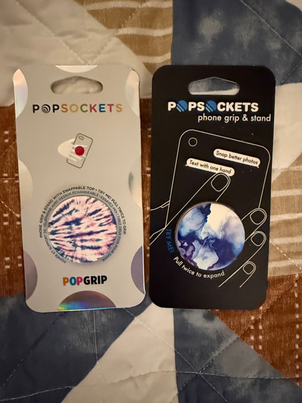 PopSocket PopGrip Phone Grip & Stand - Blue & Pink Pattern